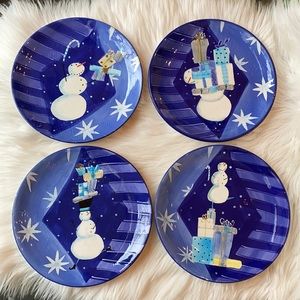 SAKURA Snowman Christmas Holiday Dinner Plates 4